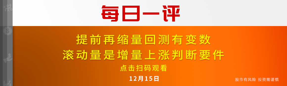 【每日一评】提前再缩量回测有变数 滚动量是增量上涨判断要件 12-15