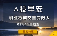 【早安A股】创业板成交量变数大 09-11