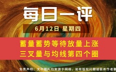 【每日一评】蓄量蓄势等待放量上涨 三叉量与均线第四个圈 6-12