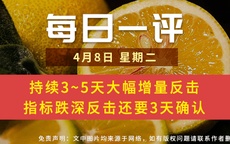 【每日一评】持续3~5天大幅增量反击 指标跌深反击还要3天确认 4-8