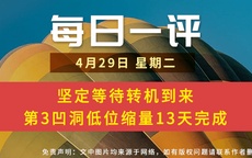 【每日一评】坚定等待转机到来 第3凹洞低位缩量13天完成 4-29