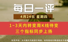 【每日一评】1~3天内转变周K线待变 三个指标同步上扬 4-24