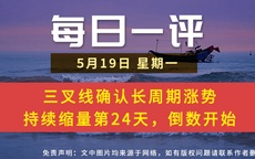 【每日一评】三叉线确认长周期涨势 持续缩量第24天，倒数开始 5-19