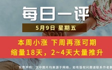 【每日一评】本周小涨 下周再涨可期 缩量18天，2~4天大量推升 ​​​ 5-9