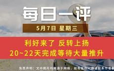 【每日一评】利好来了 反转上扬 20~22天完成等待大量推升 5-7